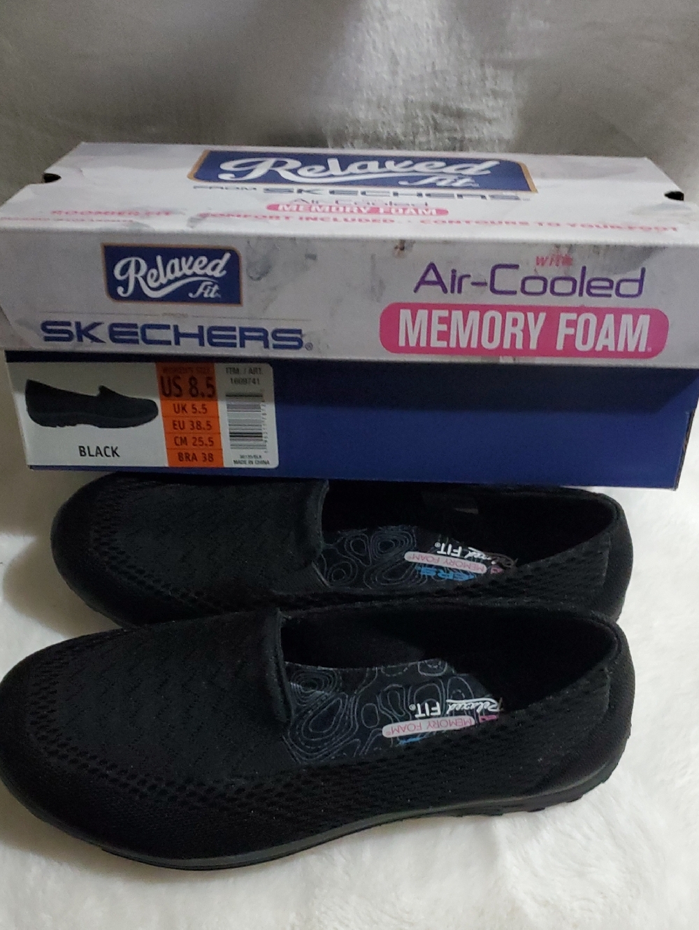 Skechers Black Slip-On Memory Foam Knit Loafers